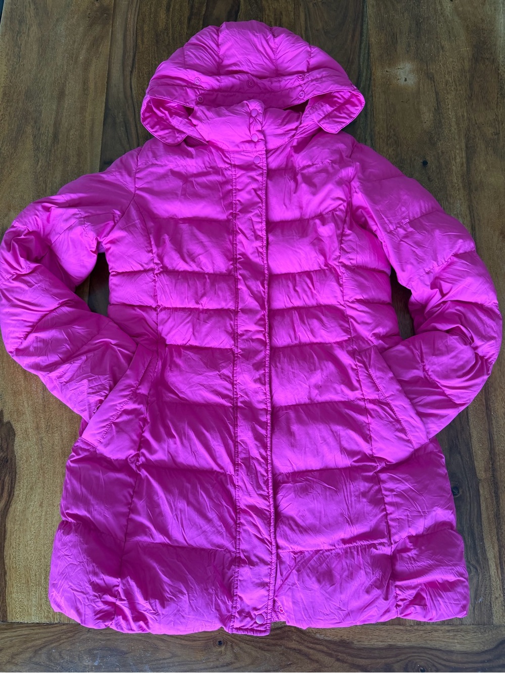 Uniqlo Bright Pink Hooded Quilted Puffer Coat